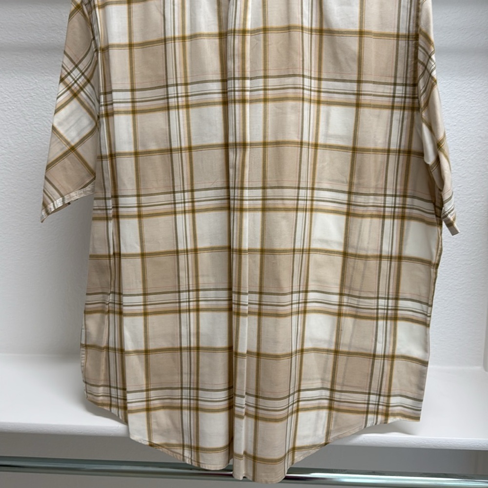 Turnbury Men’s XL‎ Short Sleeve Button Down Tan Plaid Dress Shirt 100% Cotton - Picture 11 of 14